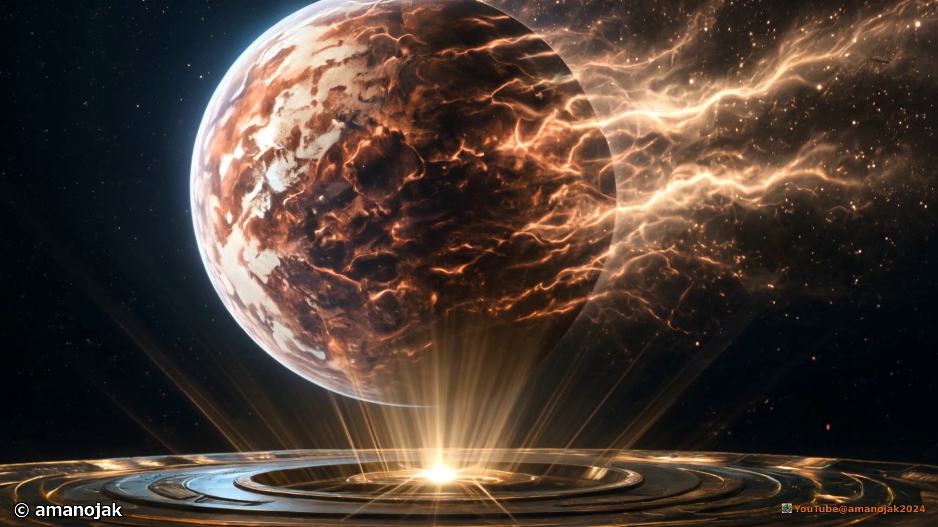 惑星ニビルが大気を失って崩壊する立体映像